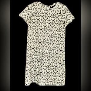 Women’s Zara Black & White Jacquard Sheath Mini Dress, Short Sleeve –Size Small